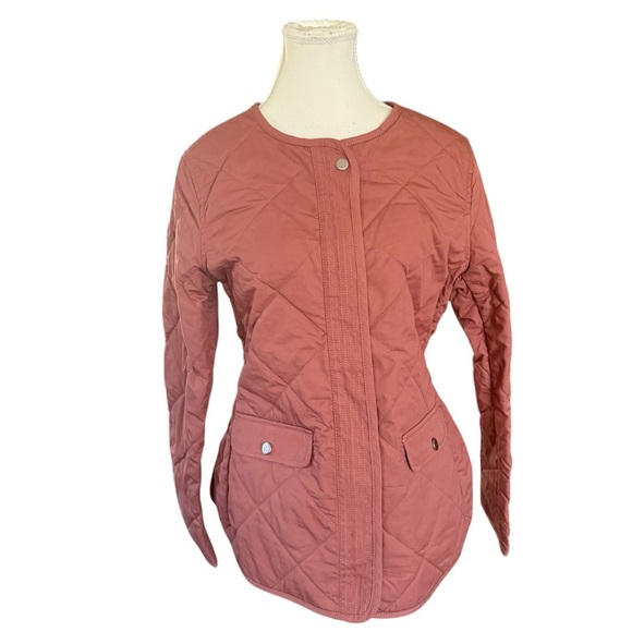LOFT Pink Utility Jacket with Relaxed Fit and Collarless Neckline - Picture 7 of 7